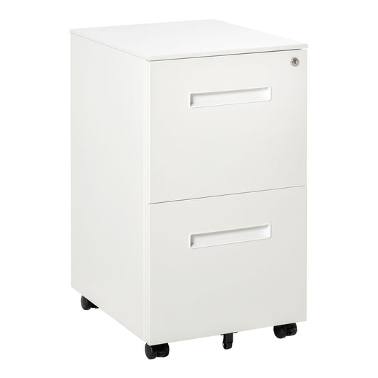 Dulap Birou cu sertare, Clasificator pentru Dosare cu 2 Sertare Încuietoare 39x48x67cm Alb