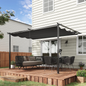 Foisor tip pergola din otel si poliester cu acoperis de protectie culisant, suruburi si carlige incluse, 390x290x220 cm, gri