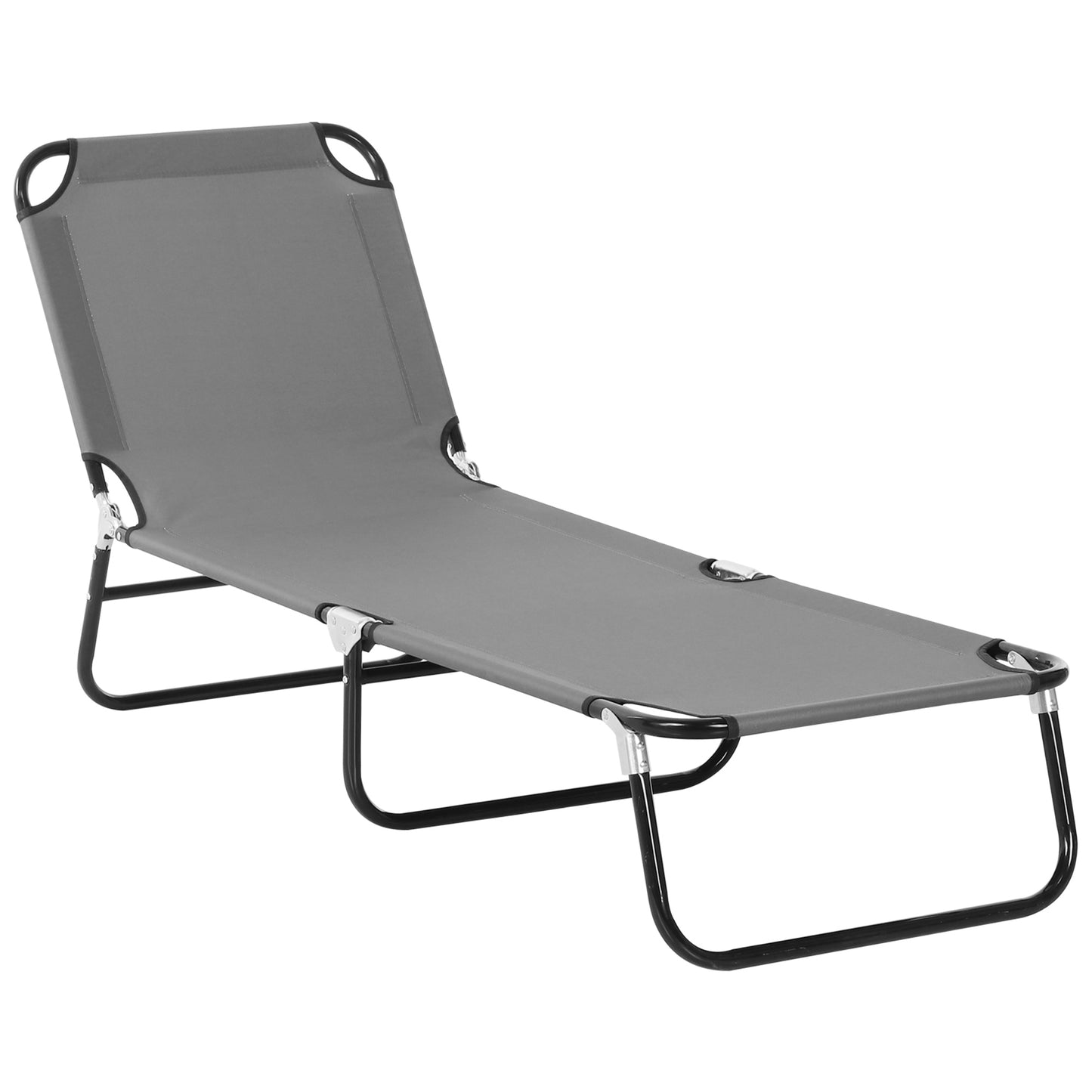 Șezlong Pliabil cu Spătar Reglabil în 5 Poziții, Șezlong de Grădină cu Material Respirabil din Țesătură Oxford, pentru Plajă, Piscină, Grădină, 188x56x28 cm, Gri
