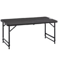 Masă Pliabilă pentru Grădină, Înălțime Reglabilă, Capacitate 4 Persoane, Masă Dreptunghiulară Portabilă pentru Camping și Terasă, 120x60cm