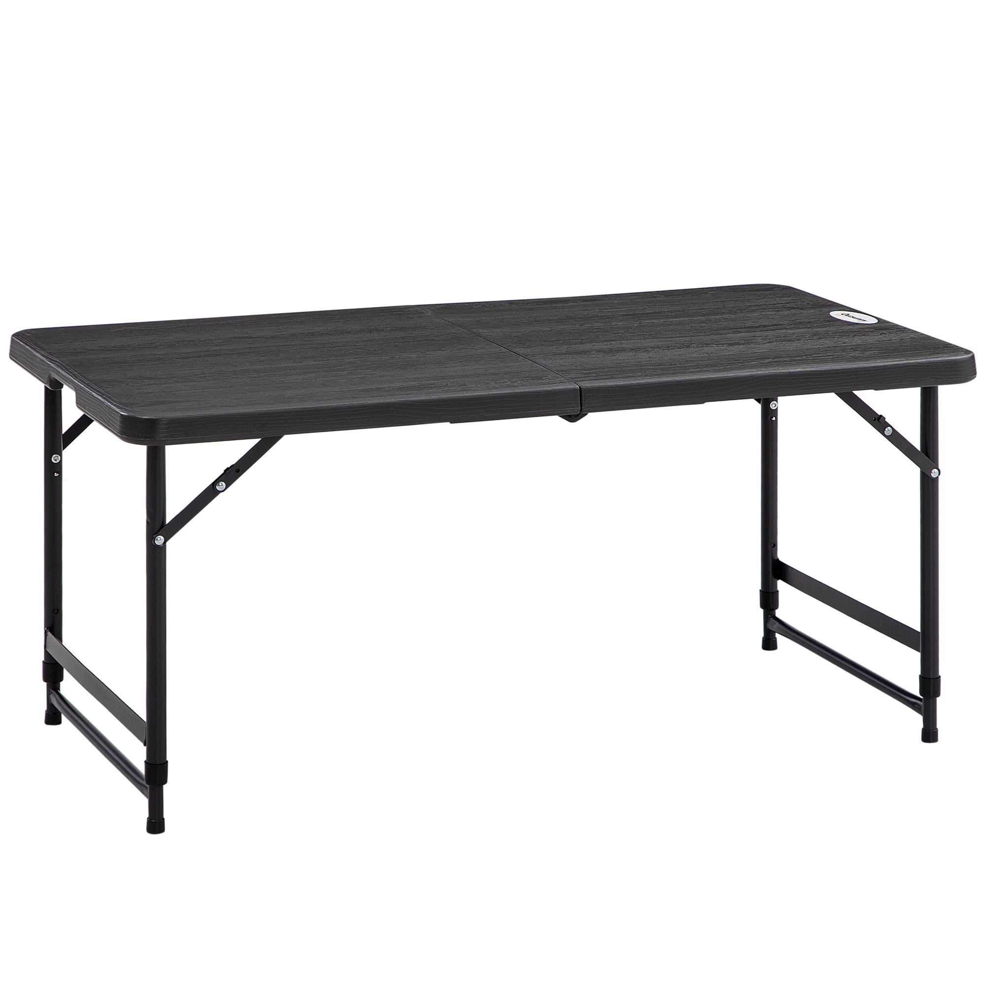 Masă Pliabilă pentru Grădină, Înălțime Reglabilă, Capacitate 4 Persoane, Masă Dreptunghiulară Portabilă pentru Camping și Terasă, 120x60cm