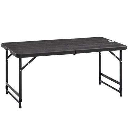 Masă Pliabilă pentru Grădină, Înălțime Reglabilă, Capacitate 4 Persoane, Masă Dreptunghiulară Portabilă pentru Camping și Terasă, 120x60cm