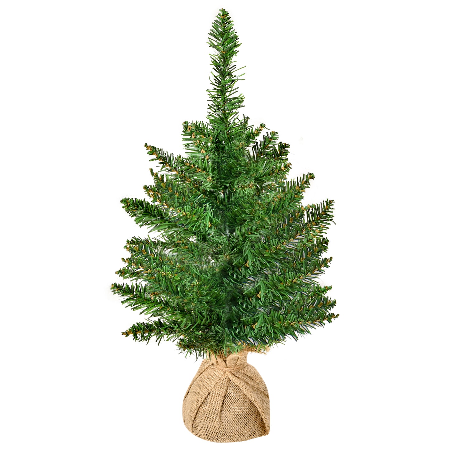 45cm Mini Brad de Craciun Artificial Pin, 50 Ramuri, Geanta de baza din iuta, PVC