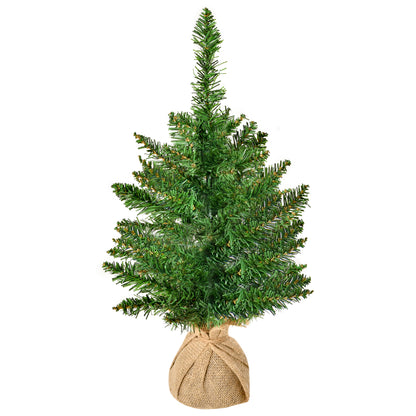 45cm Mini Brad de Craciun Artificial Pin, 50 Ramuri, Geanta de baza din iuta, PVC