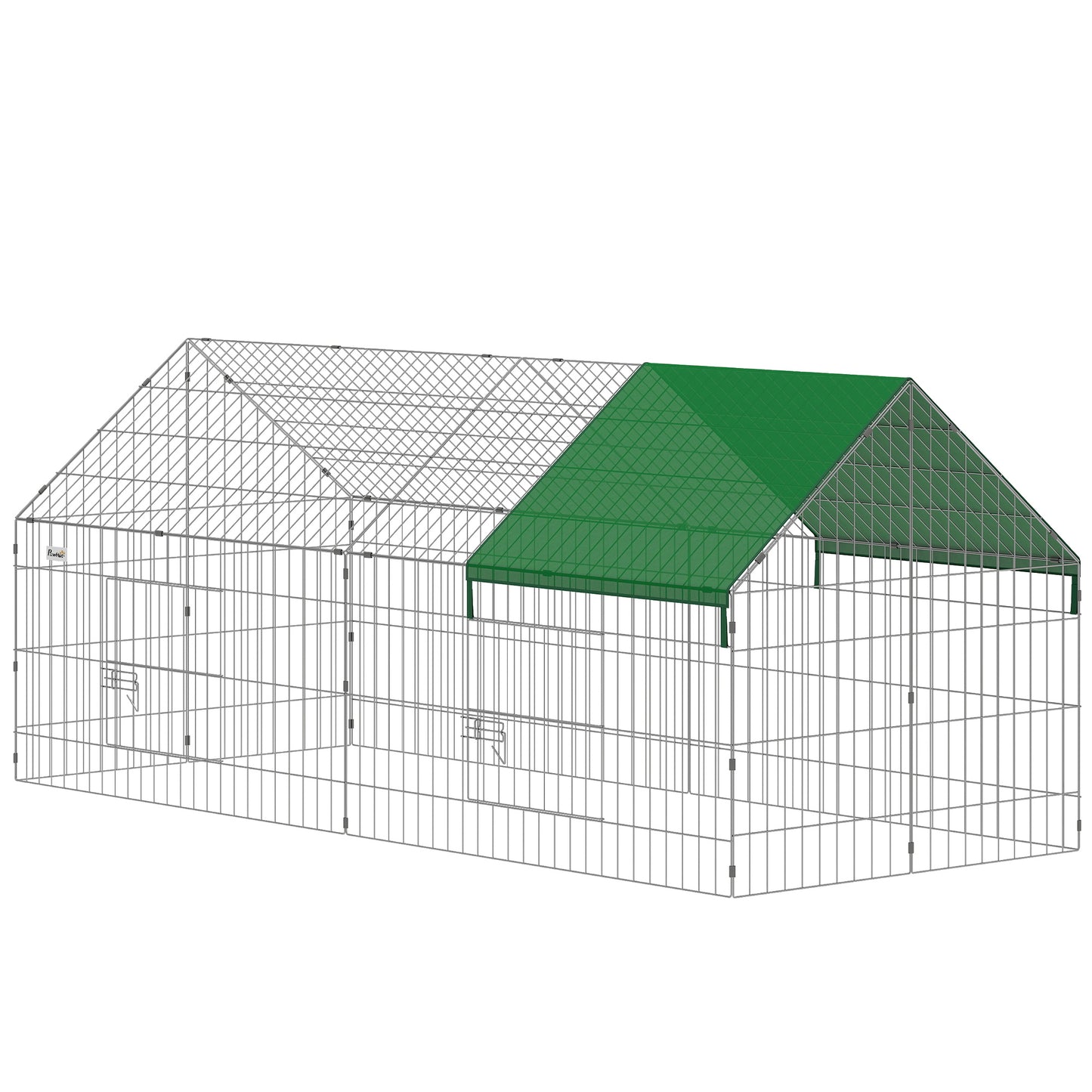 Cușcă pentru Iepuri și Găini de Exterior și Interior cu Protecție Solară și Grilaj Metalic, pentru Animale Mici, Rațe, Găini, 180x75x75 cm, Verde