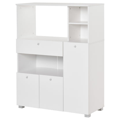 Bufet de Bucătărie Modern din Lemn cu 3 Dulapuri și Sertar, Dulap de Depozitare Multifuncțional, 90x40x120cm, Alb
