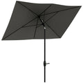 Umbrelă de grădină dreptunghiulară 2x3 m, înclinabilă cu deschidere manuală, gri