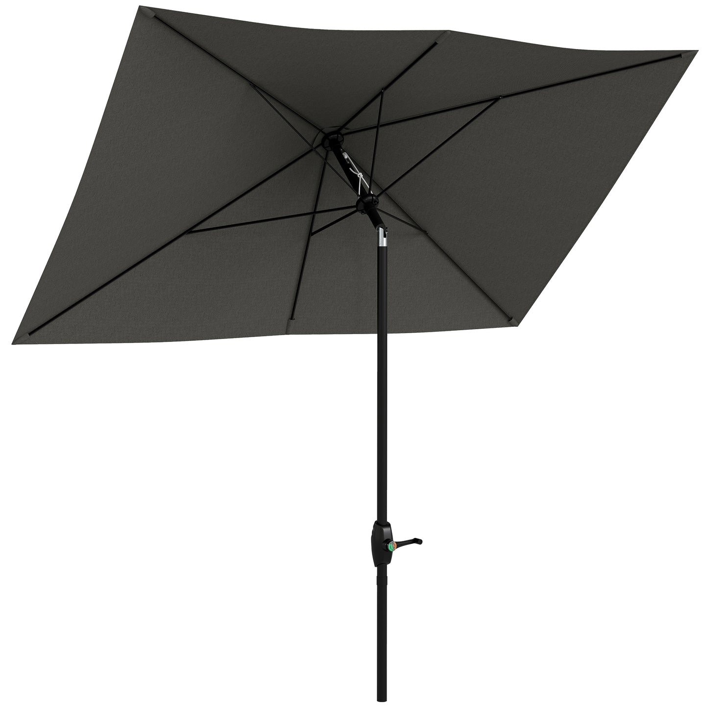 Umbrelă de grădină dreptunghiulară 2x3 m, înclinabilă cu deschidere manuală, gri