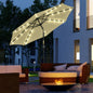 Umbrelă de Grădină Inclinabilă Ø265 cm cu 32 Luminile LED Solare și Manivelă, Umbrelă de Exterior cu 8 Spițe, din Oțel, Poliester, pentru Patio, Curte, Balcon, Terasă, Bej