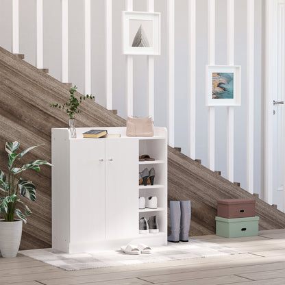 Pantofar Modern din Lemn cu Rafturi pentru Hol, Dulap de Pantofi Încăpător, 83x30x90cm, Alb