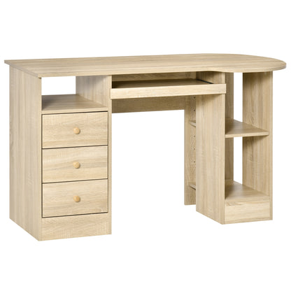 Birou PC pentru Birou cu Rafturi, Sertare si Polita Superioara din Lemn, 125x60x74 cm