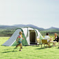 Cort de Camping pentru 4-6 Persoane cu 2 Camere, din Poliester și Fibră de Sticlă, 555x225x190 cm, Gri și Verde