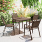 Set 4 Scaune de Exterior Stivuibile cu Spătar Înalt și Brațe, din Oțel și PP, 56x66x91 cm, Maro Închis