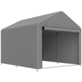 2x2,4 m Garaj Moto pentru Exterior, Tenda Impermeabilă cu Ușă Rulabilă, pentru Biciclete și Unelte, Cadrul din Oțel Zincat, Adăpost de Grădină, Gri Deschis