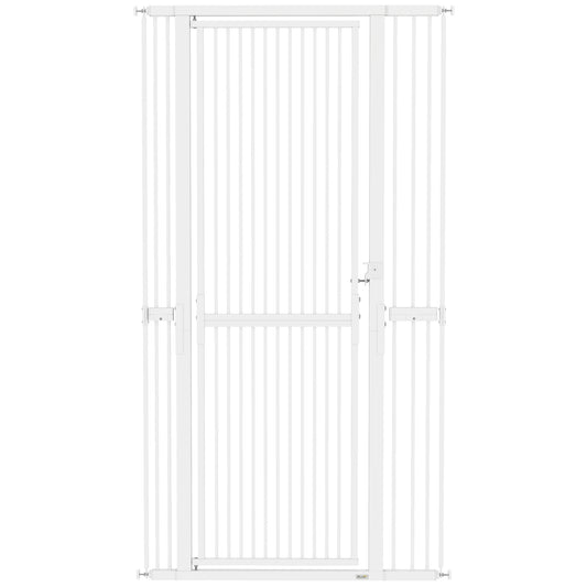 Poartă pentru Câini și Pisici, Înaltă de 180 cm, Extensibilă de la 77-104 cm, Montaj prin Presiune, Albă