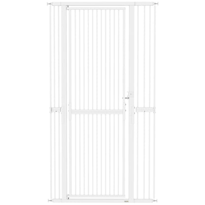 Poartă pentru Câini și Pisici, Înaltă de 180 cm, Extensibilă de la 77-104 cm, Montaj prin Presiune, Albă