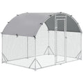 Coteț pentru Găini de Exterior, 2.8x2x2m Recinte din Oțel Zincat cu Acoperiș Impermeabil Anti-UV și Încuietoare, Cușcă pentru 4-6 Păsări, Iepuri și Rațe