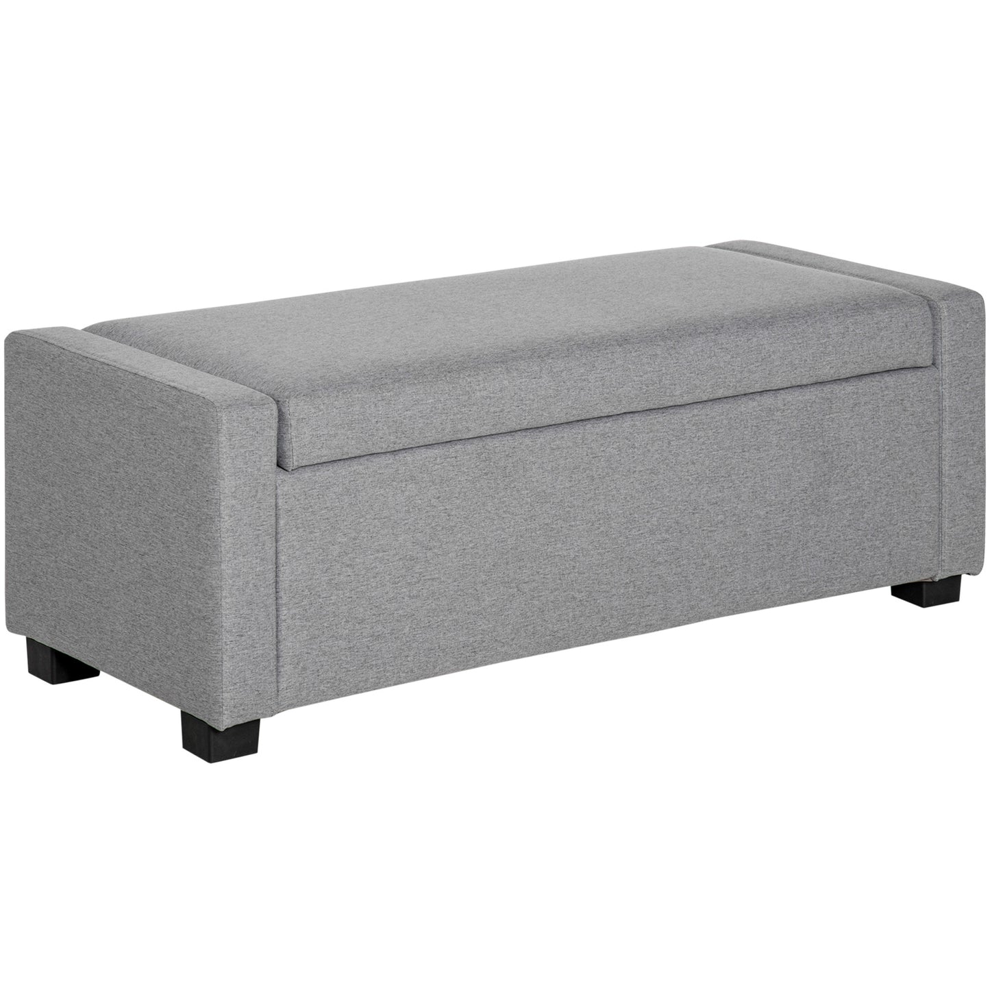 Banca dormitor  cu Compartiment de Depozitare din Tesatura, 120x50x44cm - Gri