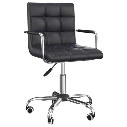 Scaun de Birou Rotativ, Scaun Ergonomic cu Brațe din Piele Ecologică, pentru Calculator și Studiu, Negru, 52.5x54x94cm