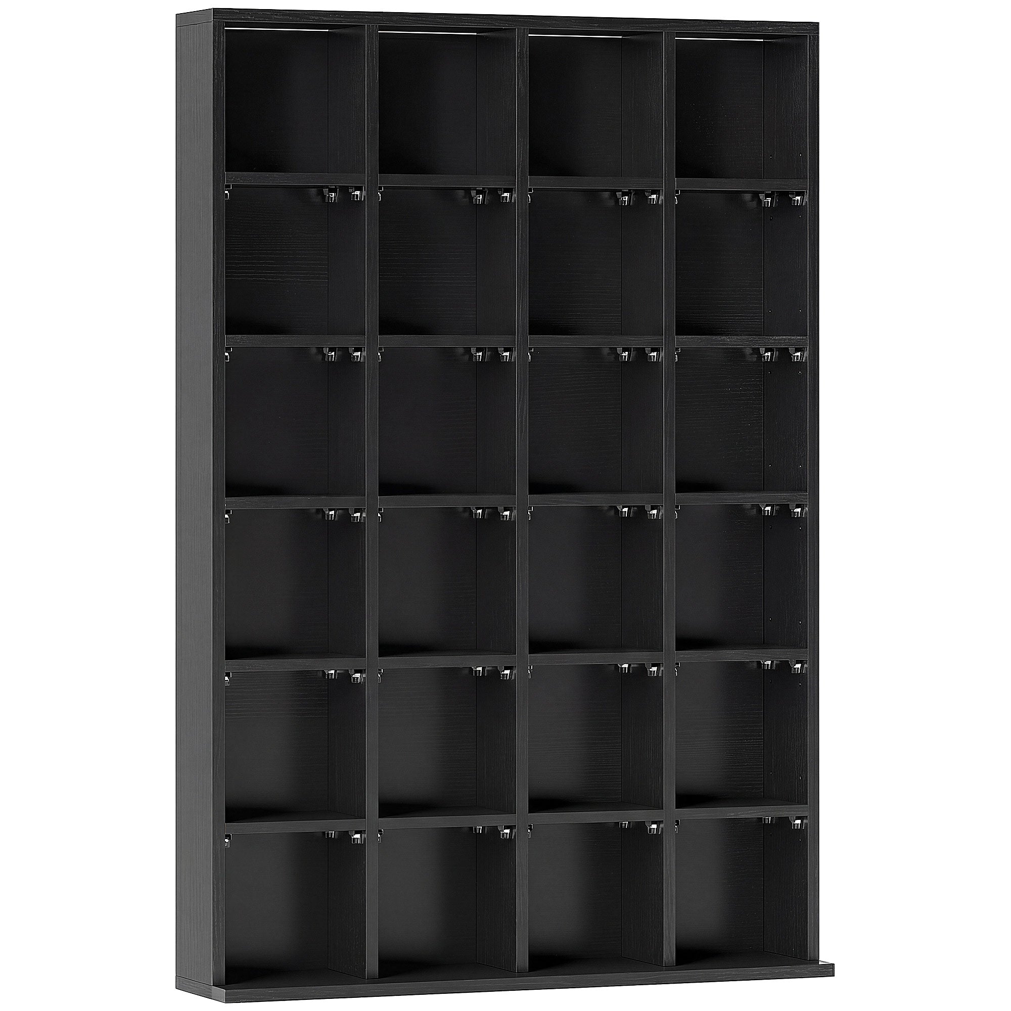 Dulap pentru CD-uri pentru 456 CD-uri sau 336 DVD-uri, 24 Compartimente, 89x20x130.5 cm Negru