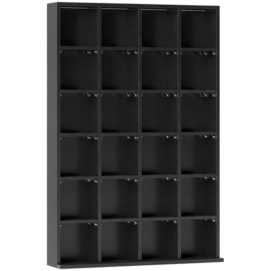 Dulap pentru CD-uri pentru 456 CD-uri sau 336 DVD-uri, 24 Compartimente, 89x20x130.5 cm Negru