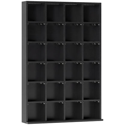 Dulap pentru CD-uri pentru 456 CD-uri sau 336 DVD-uri, 24 Compartimente, 89x20x130.5 cm Negru