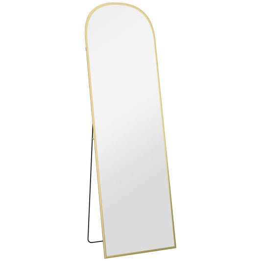 Oglindă de Podea și Perete cu Suport Pliabil, 50x170cm, Auriu