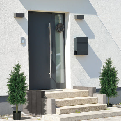 Set 2 Plante Artificiale de Cedru din PE cu Ghiveci din Plastic PP, din Oțel și Ciment, 38x12,5x90 cm, Verde