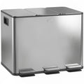 Coș de Gunoi cu 3 Compartimente de 20L cu Închidere Silențioasă, din Oțel Inoxidabil și PP, 61.9x36.6x56.7 cm