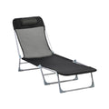 Șezlong Pliabil cu Spătar Reglabil pe 5 Niveluri și Pernă, Șezlong de Grădină cu Material Texteline, pentru Plajă Piscină Grădină, 182x56x28 cm, Negru