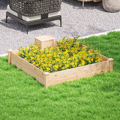 Jardinieră de Exterior cu Compostor și Bază Deschisă din Lemn de Brad, 123x123x25,5 cm, Lemn Natural