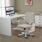 Scaun Birou Ergonomic cu Înălțime Reglabilă, Pivotant la 360° și Legănare, 62x69x92-100 cm, Bej