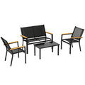 Set Mobilier Exterior, Rezistent la Rugină, 4 Piese, Negru