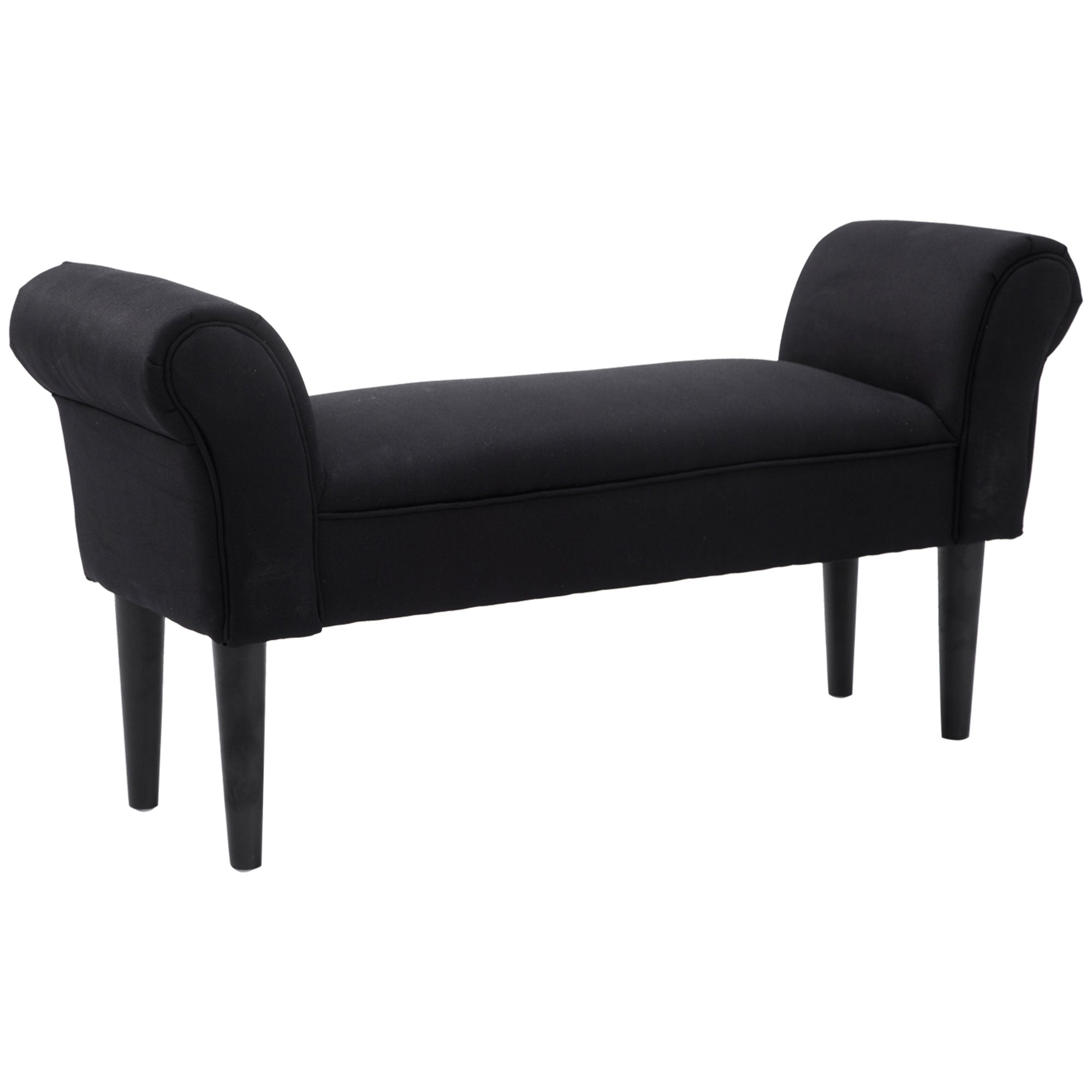 Bancă Tapițată pentru Capătul Patului cu Brațe Rulate, 102x35x51cm, Negru