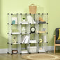 Mobilier pentru incaltaminte modular, 16 cuburi 30x30x30cm din plastic PP si otel , transparent