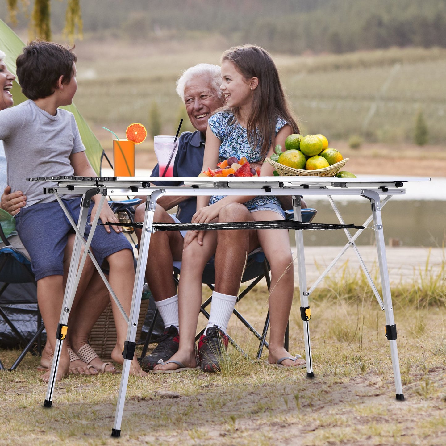 Masa de Picnic Pliabila din Aluminiu cu Custodie 120 x 70cm