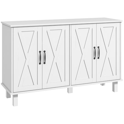 Mobilă Multifuncțională din MDF cu 4 Niveluri, 2 Rafturi Reglabile și 5 Picioare de Susținere, 120x37x75 cm, Albă