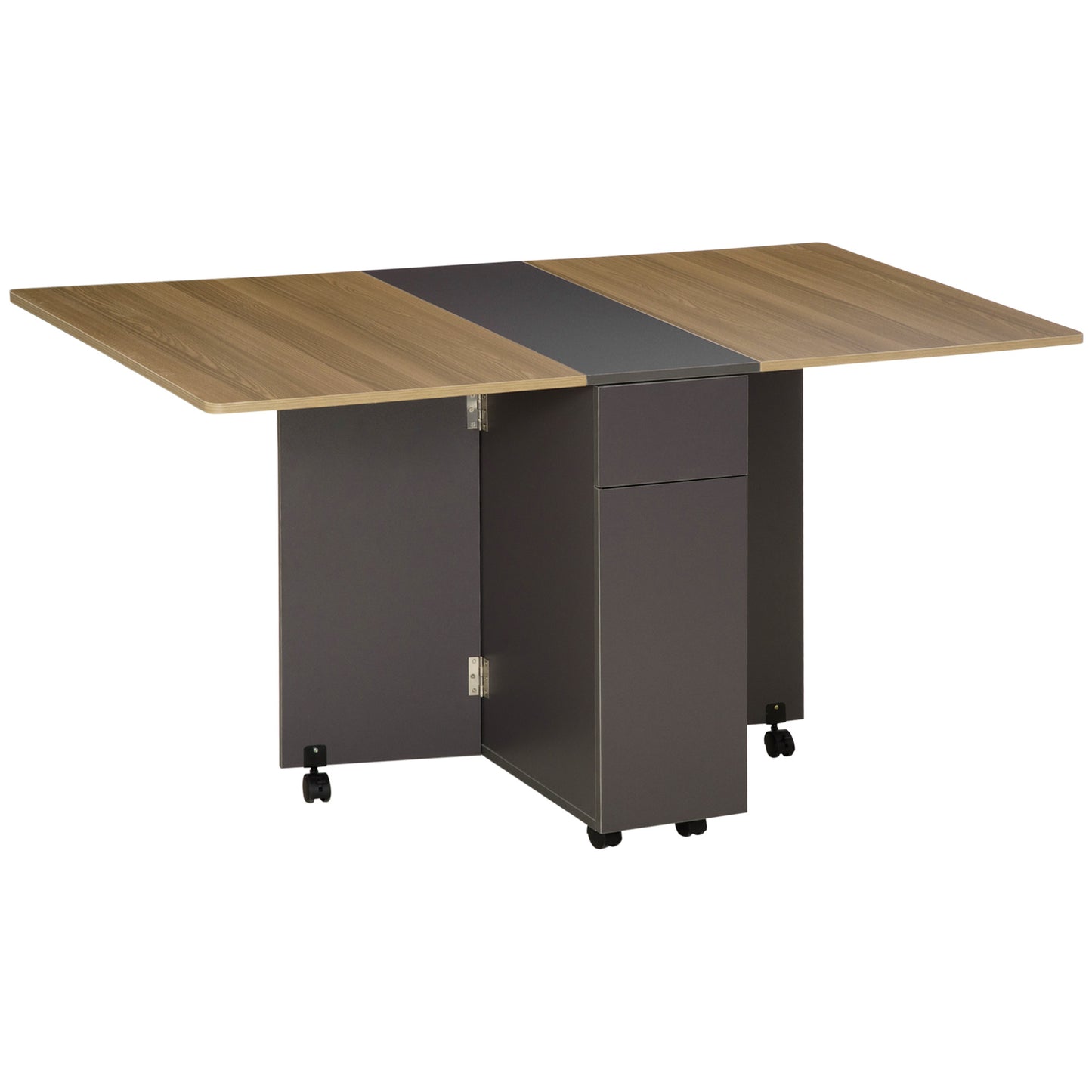 Masa Pliabila Sufragerie – 140×76×76 cm, Cu Dulap, Sertare & Roti