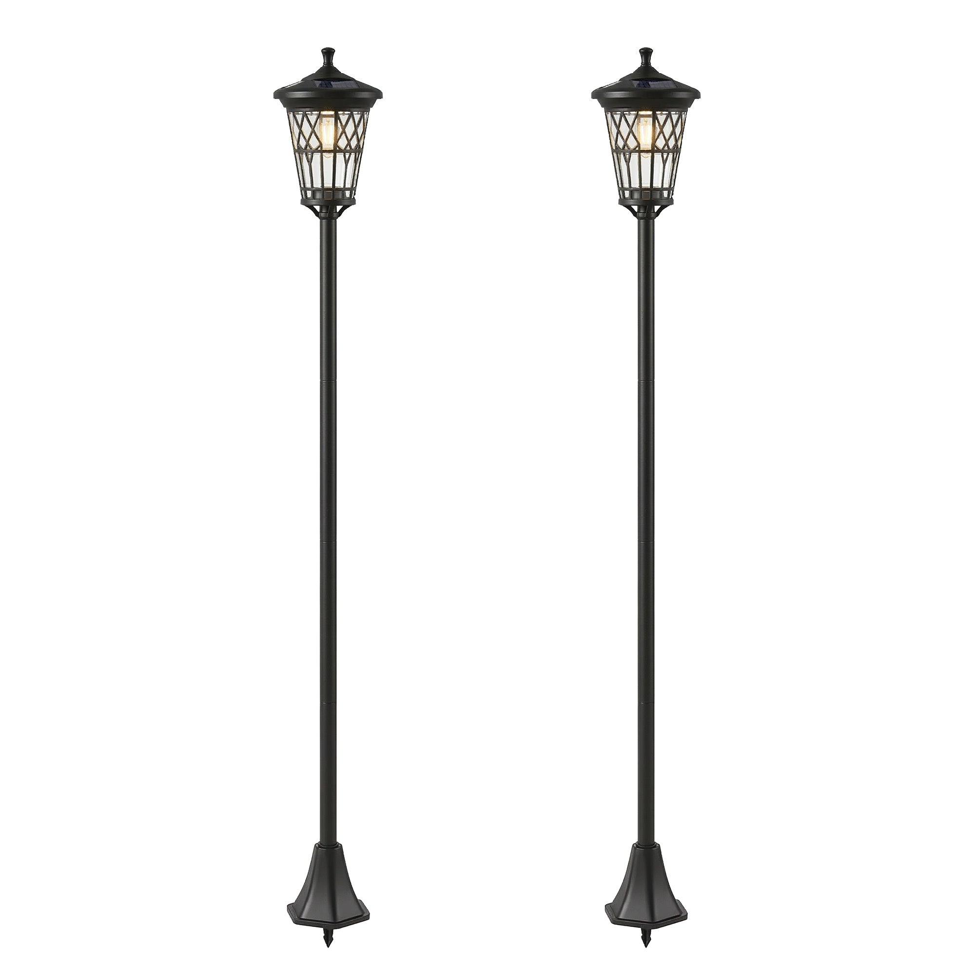 Set de 2 Felinare Solare de Grădină 1.86 m, Lămpi de Exterior din Oțel Inoxidabil cu Înălțime Reglabilă, 2 Moduri de Lumină, IP44 Impermeabil pentru Terasă Curte Alei