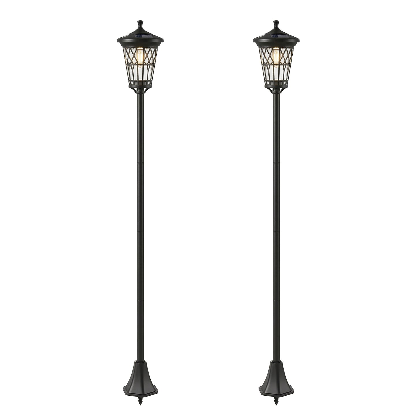 Set de 2 Felinare Solare de Grădină 1.86 m, Lămpi de Exterior din Oțel Inoxidabil cu Înălțime Reglabilă, 2 Moduri de Lumină, IP44 Impermeabil pentru Terasă Curte Alei