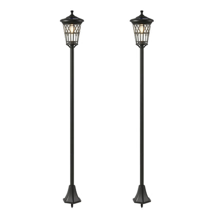 Set de 2 Felinare Solare de Grădină 1.86 m, Lămpi de Exterior din Oțel Inoxidabil cu Înălțime Reglabilă, 2 Moduri de Lumină, IP44 Impermeabil pentru Terasă Curte Alei