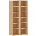 Set 2 Suporturi pentru CD-uri cu 6 Etajere Reglabile pentru 204 CD-uri, din Lemn, 21x22.5x88.5 cm, Culoare Lemn