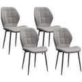 Set de 4 scaune de dining moderne pentru bucătărie și living cu tapițerie din flanel, gri