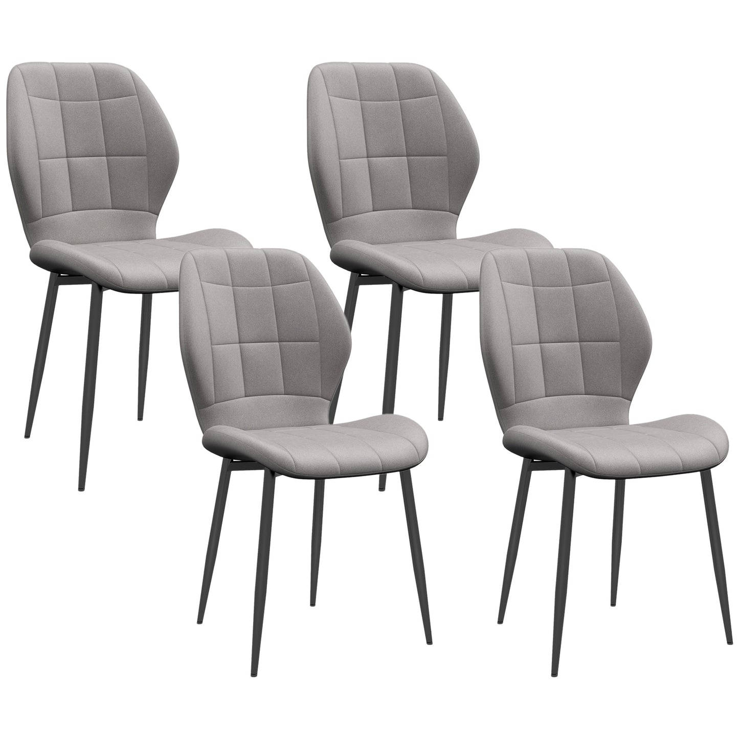 Set de 4 scaune de dining moderne pentru bucătărie și living cu tapițerie din flanel, gri