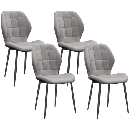 Set de 4 scaune de dining moderne pentru bucătărie și living cu tapițerie din flanel, gri