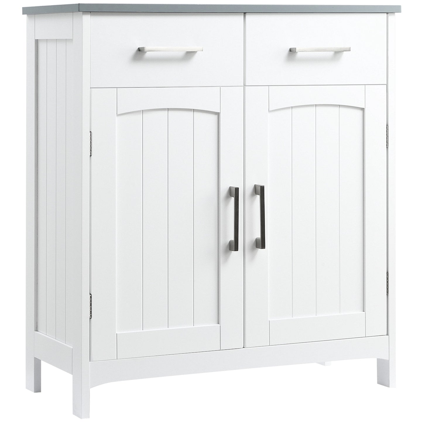 Dulapior de Baie cu 2 Usi, 2 Sertare si Etajera Reglabila din MDF, 68x33x76cm, Alb