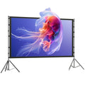 Ecran Proiector 100 Inch 4K/8K HD Format 16:9 cu 2 Trepiede Pliabile, Portabil, Dublă Față, Unghi de Vizionare 160°, pentru Acasă, Cinema sau Exterior, Alb