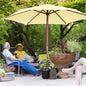 Umbrelă de Grădină Pătrată cu Cadru din Lemn, pentru Terasă, Curte sau Piscină, Protecție Solară, 2.5x2.5 m, Crem