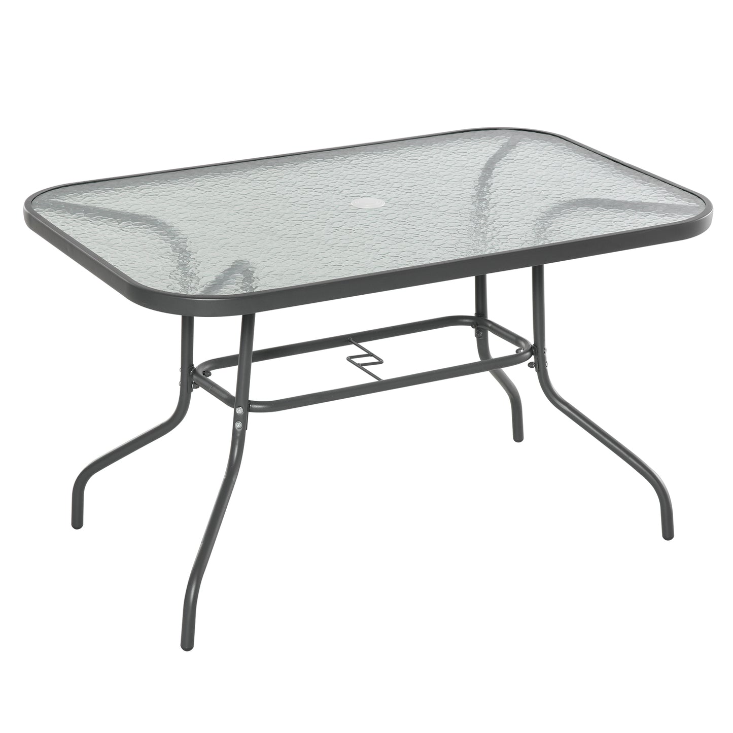 Masa pentru Gradina din Metal si Sticla cu Orificiu pentru Umbrela120x80x70cm
