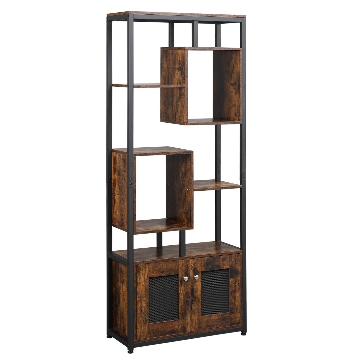 biblioteca stil industrial, 70x30x180cm, maro